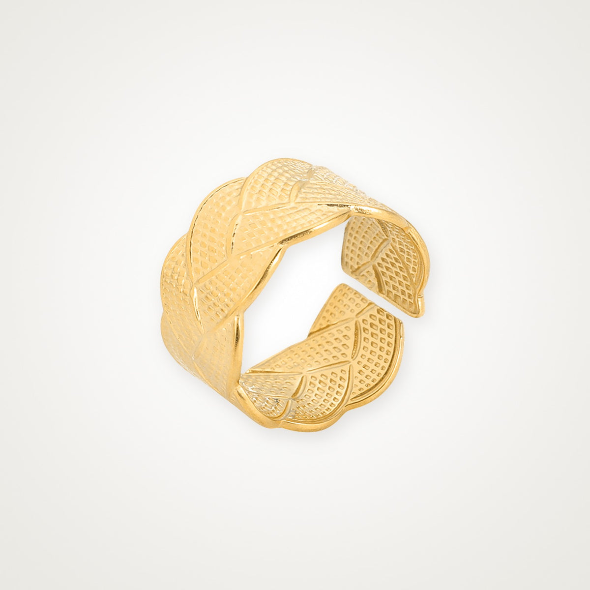 Anillo Cruzado texturizado dorado