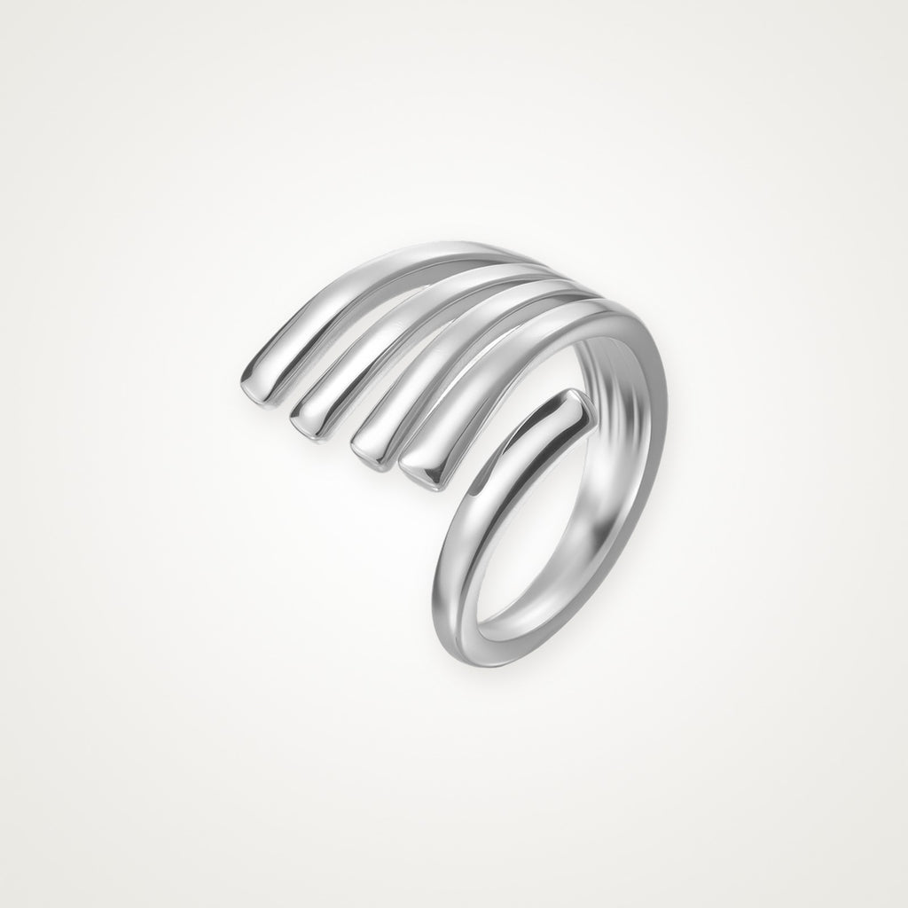 Anillo Cuatro líneas plateado