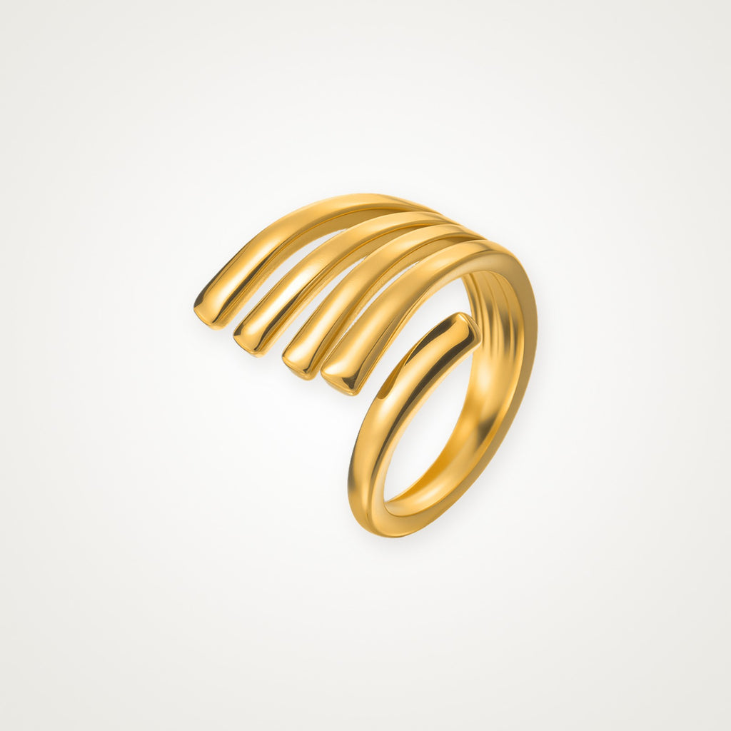 Anillo Cuatro líneas dorado