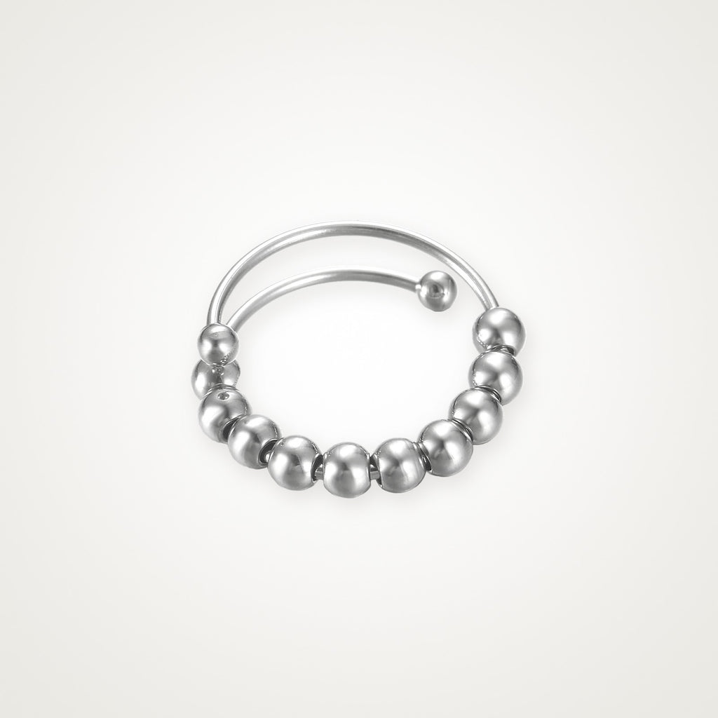 Anillo Cuentas giratorias plateado