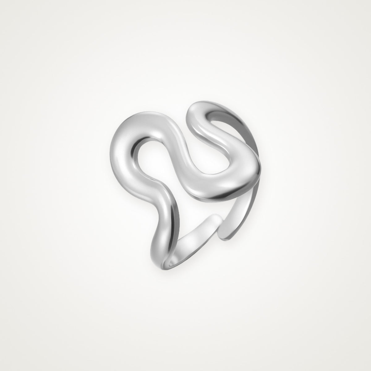Anillo Curva escultural plateado
