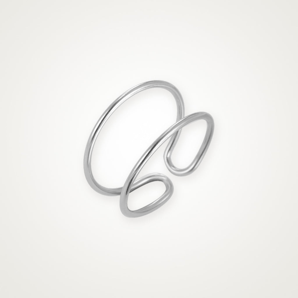 Anillo Doble aro abierto plateado