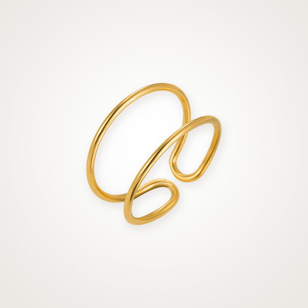 Anillo Doble aro abierto dorado