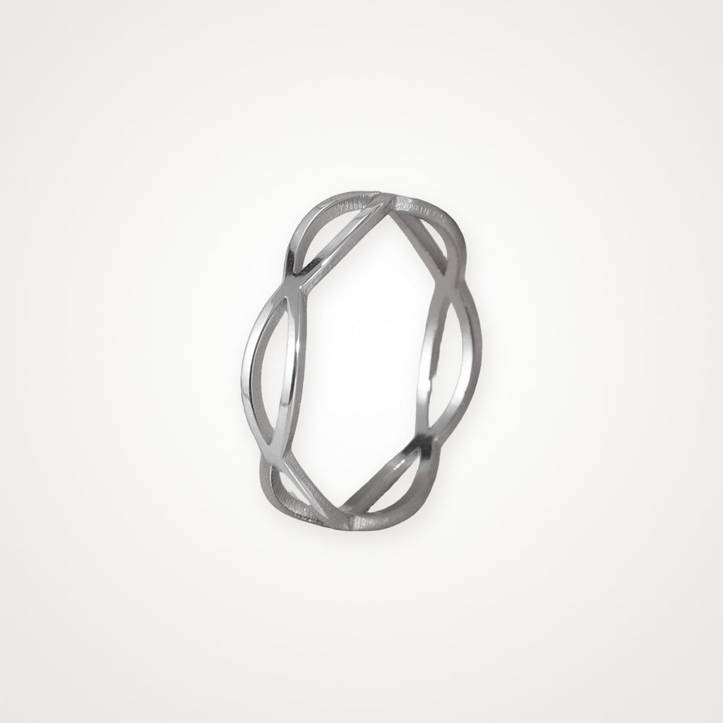 Anillo Doble banda cruzada plateado