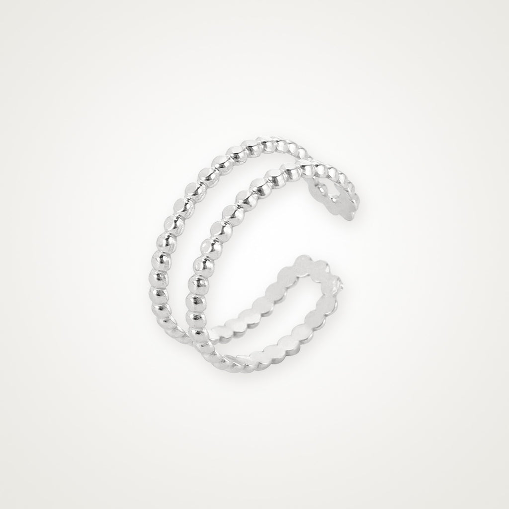 Anillo Doble bolitas plateado