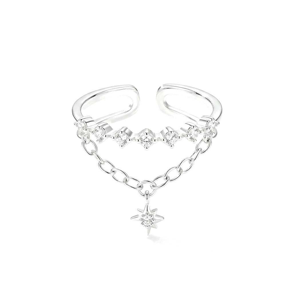 Anillo Doble Cadena con Zirconias