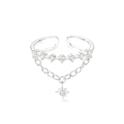 Anillo Doble Cadena con Zirconias
