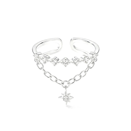 Anillo Doble Cadena con Zirconias