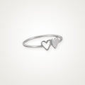 Anillo Doble corazón plateado