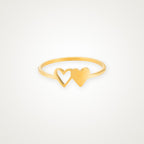 Anillo Doble corazón dorado