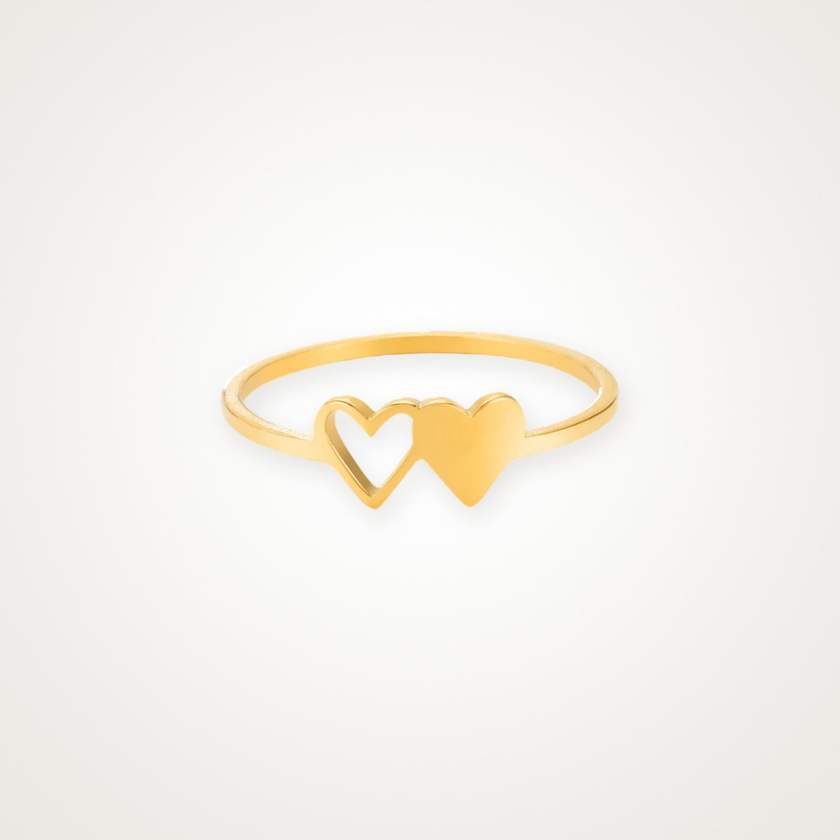 Anillo Doble corazón dorado