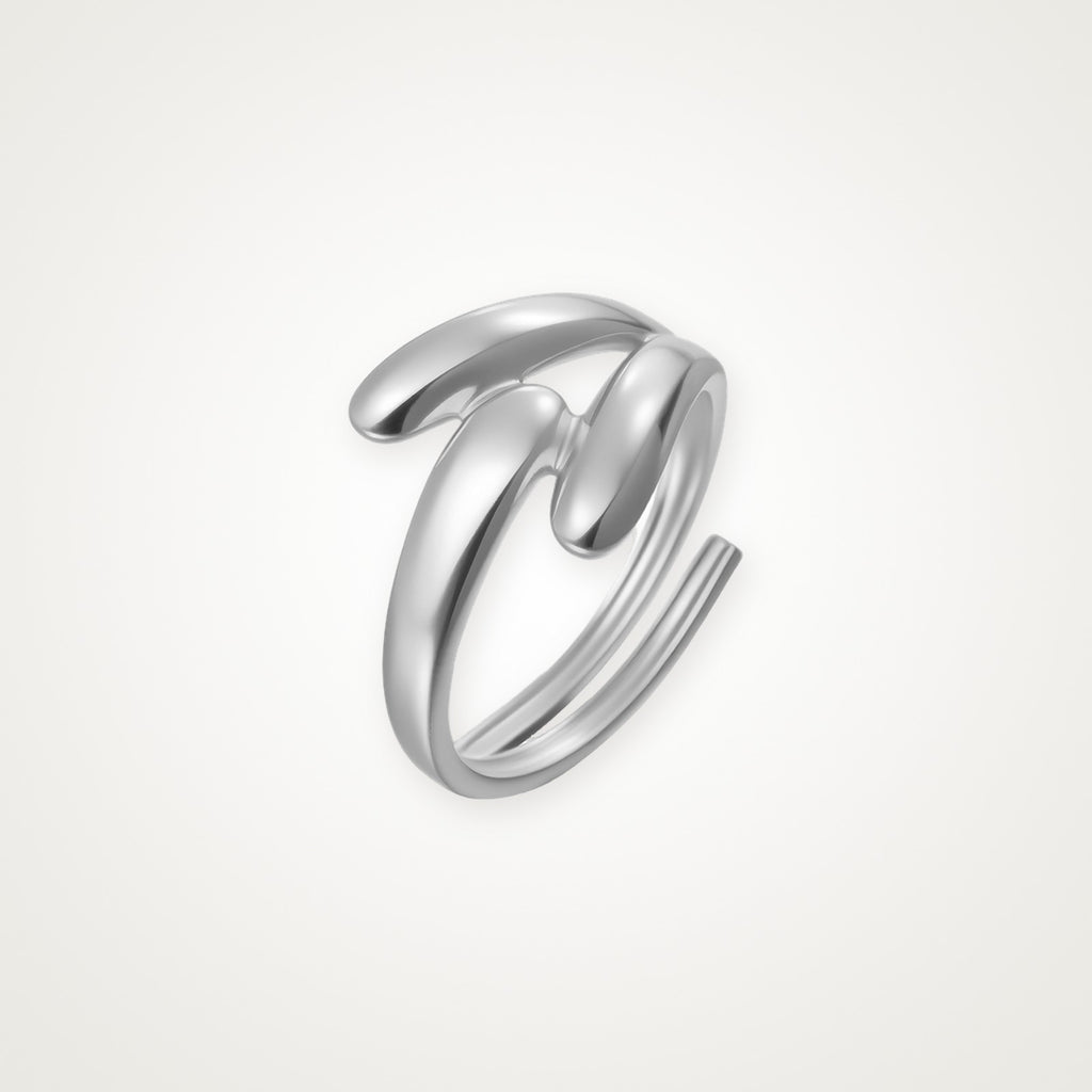 Anillo Doble gota plateado