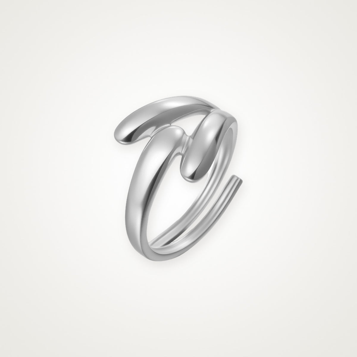 Anillo Doble gota plateado