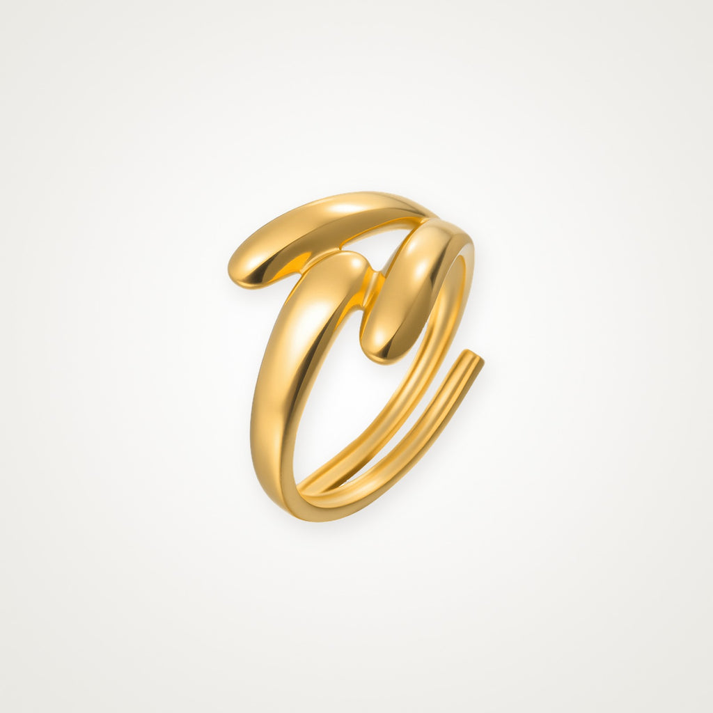 Anillo Doble gota dorado