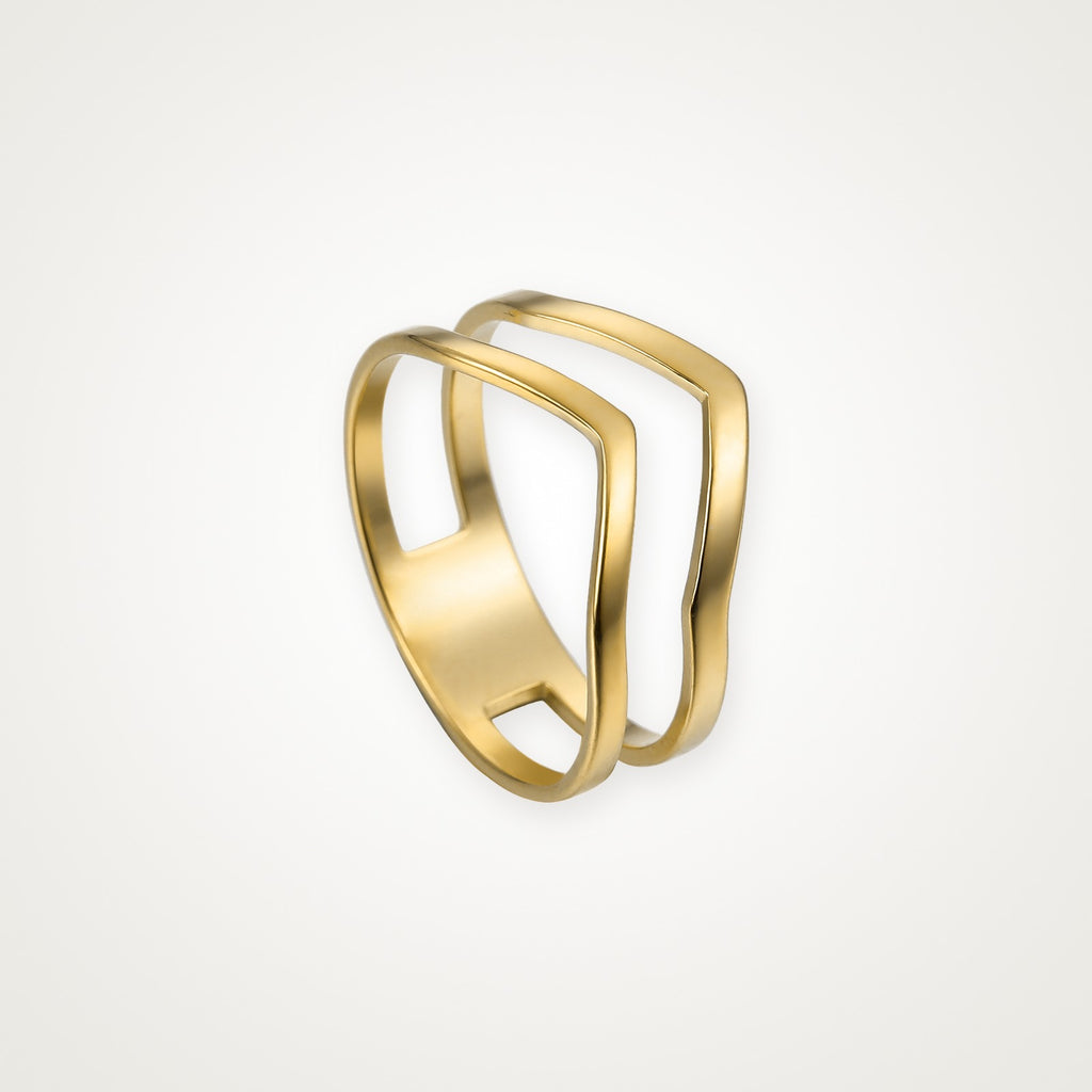 Anillo Doble onda dorado