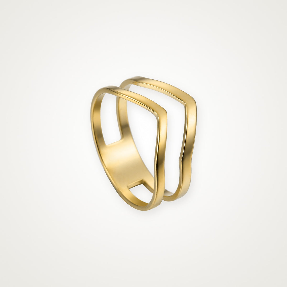 Anillo Doble onda dorado
