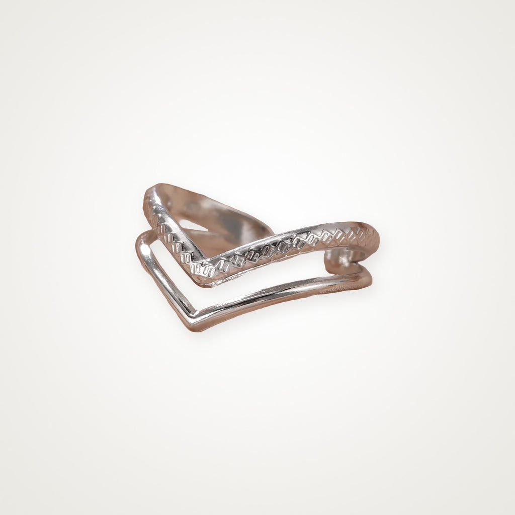 Anillo Doble V plateado