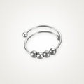 Anillo Doble vuelta con cuentas plateado