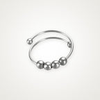 Anillo Doble vuelta con cuentas plateado
