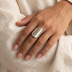 Anillo Domo liso plateado puesto