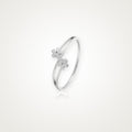 Anillo Dos florecitas plateado