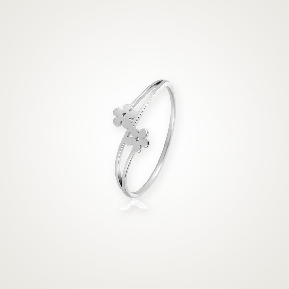Anillo Dos florecitas plateado