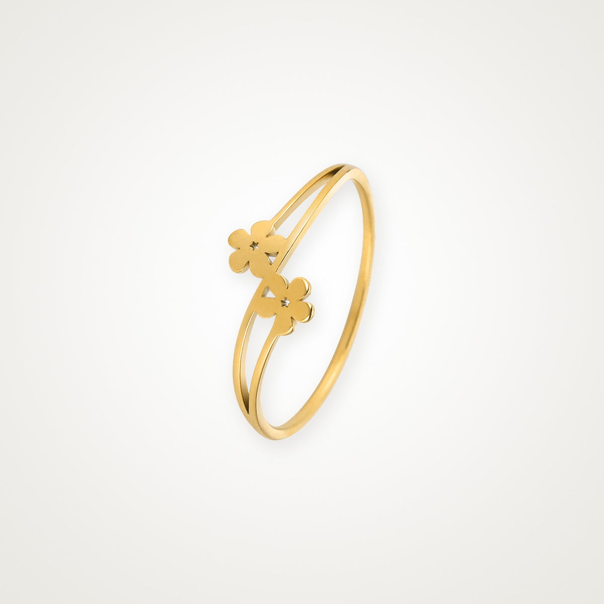 Anillo Dos florecitas dorado