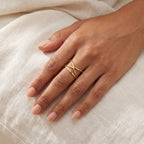 Anillo Equis dorado puesto