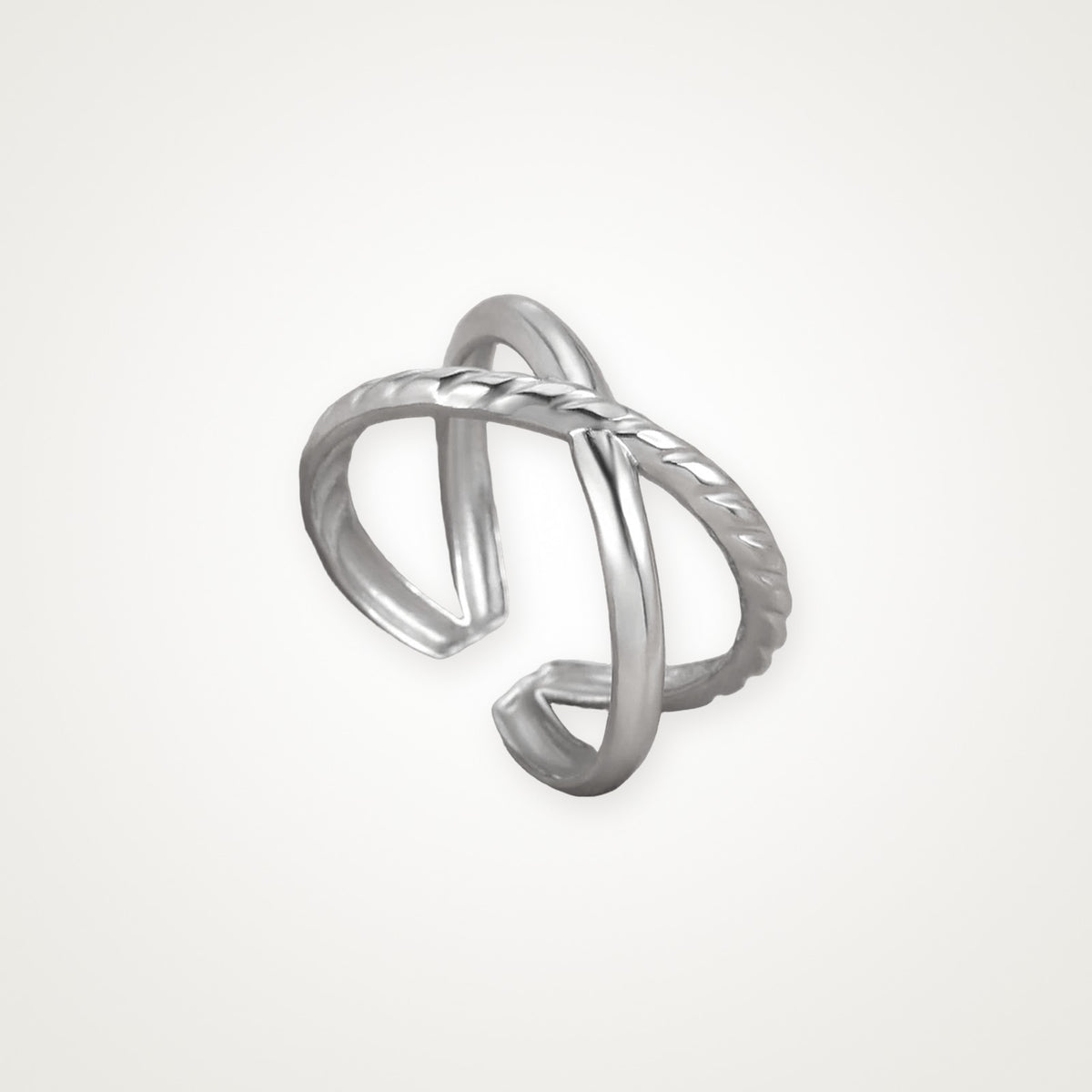 Anillo Equis trenzada plateado