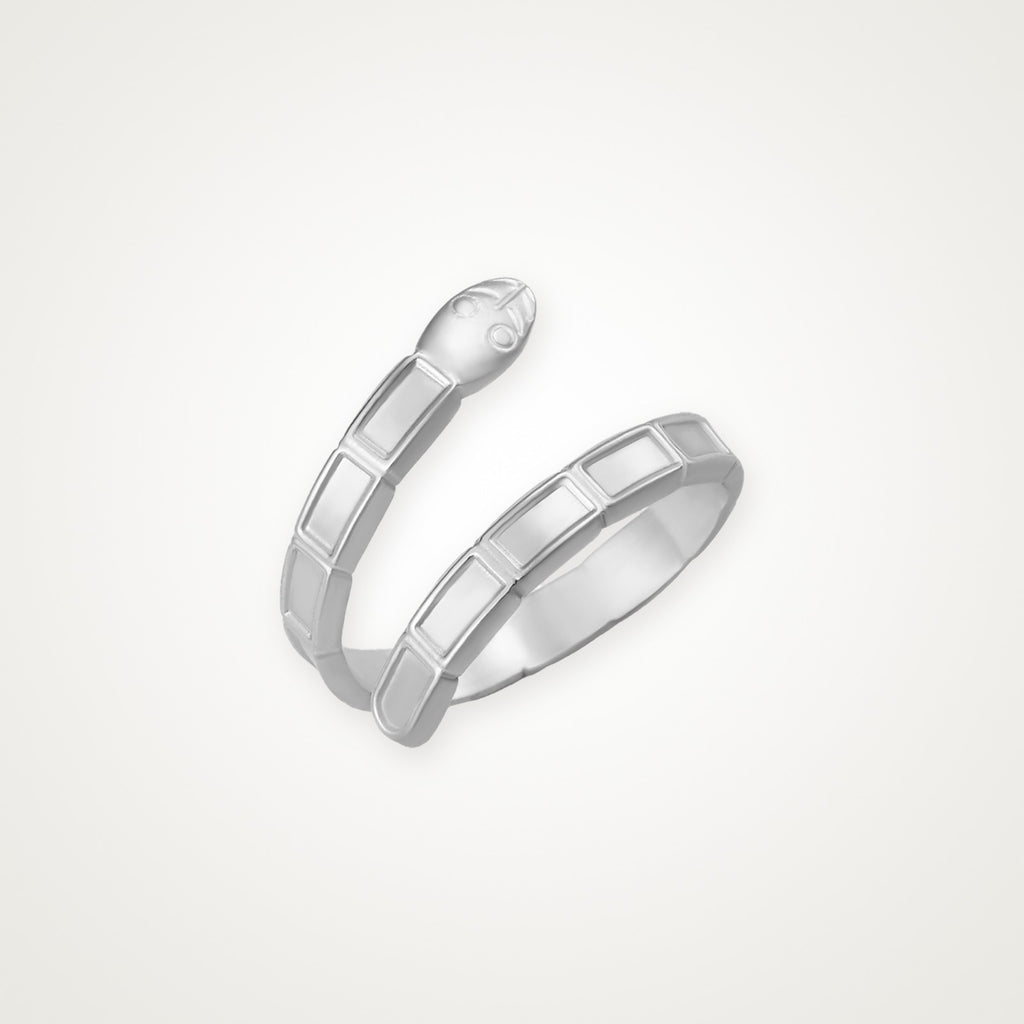 Anillo Espiral de serpiente plateado