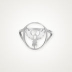 Anillo Fénix de alas abiertas plateado