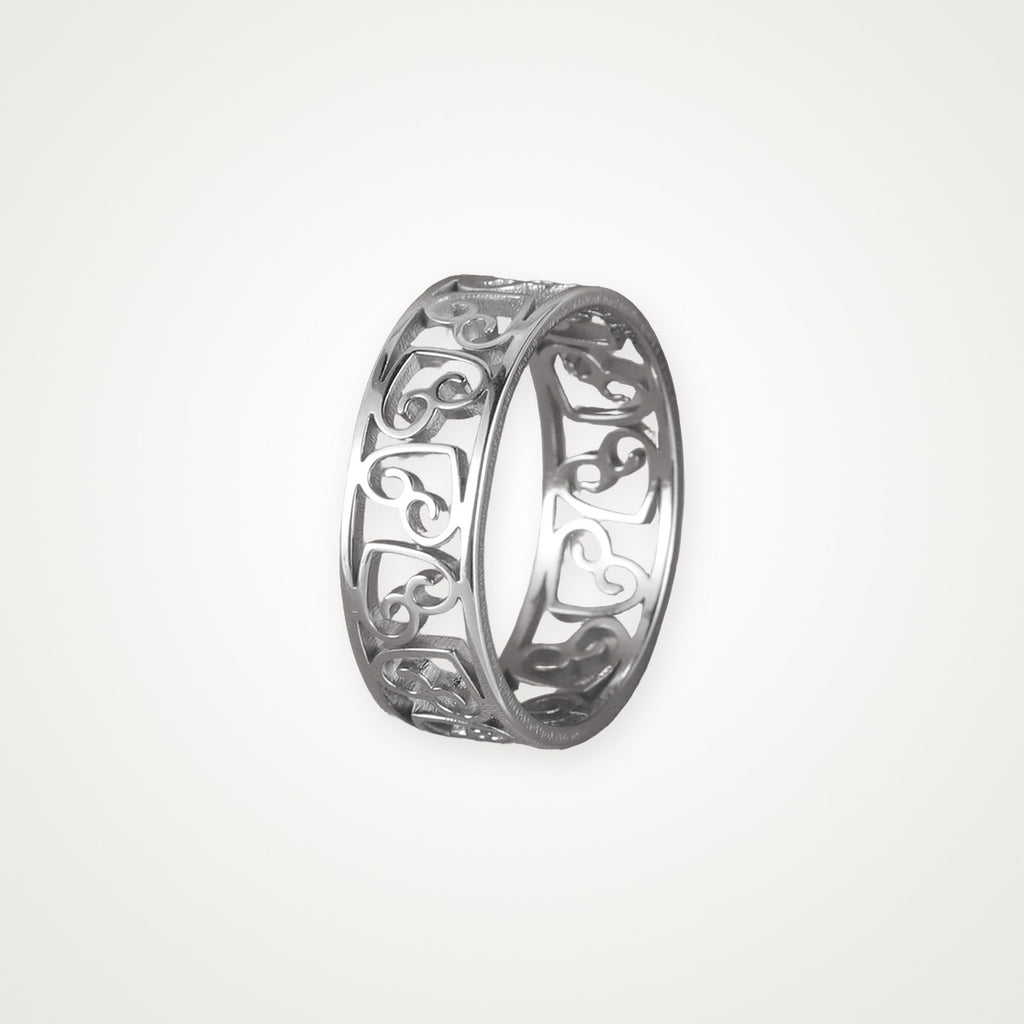 Anillo Filigrana de corazones plateado