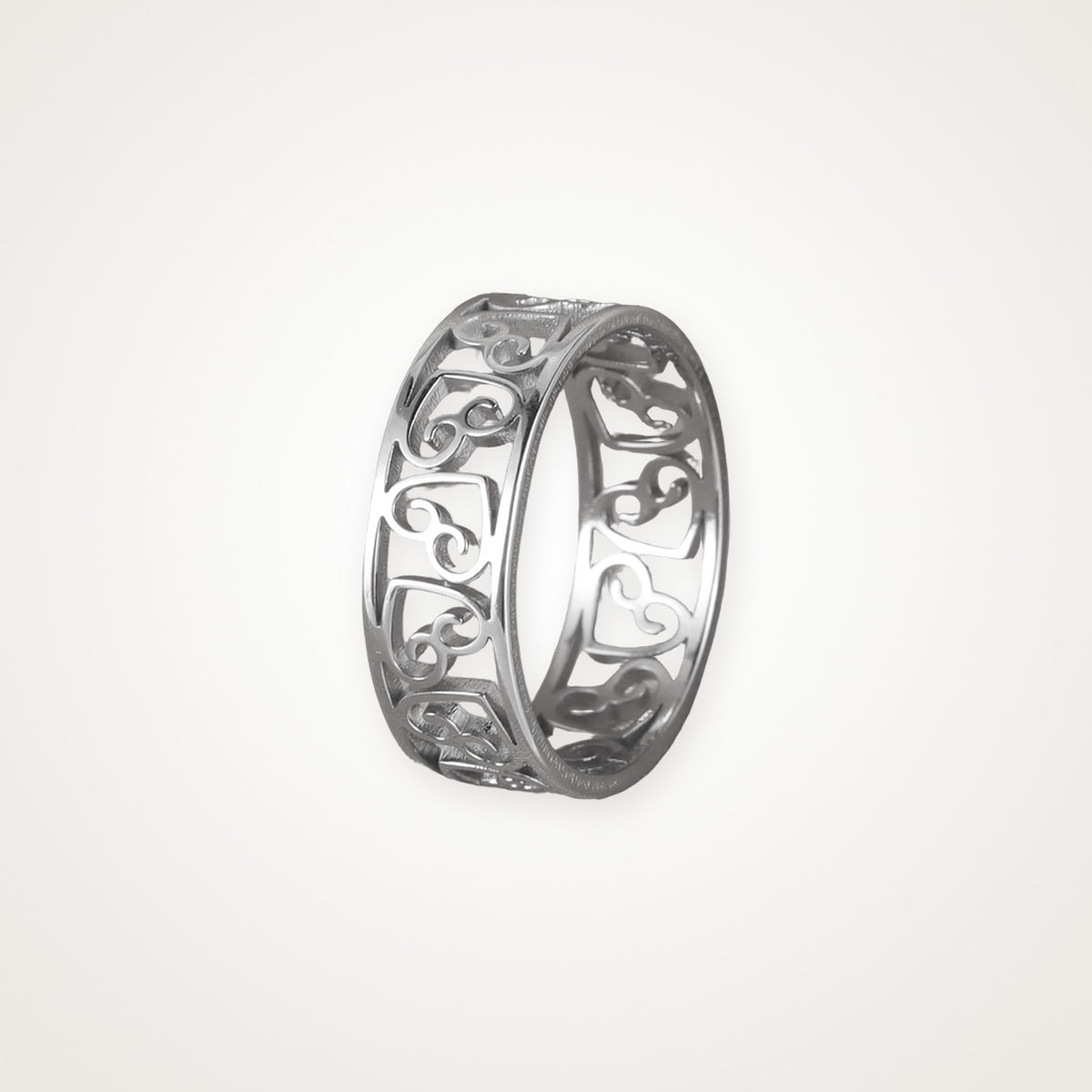 Anillo Filigrana de corazones plateado
