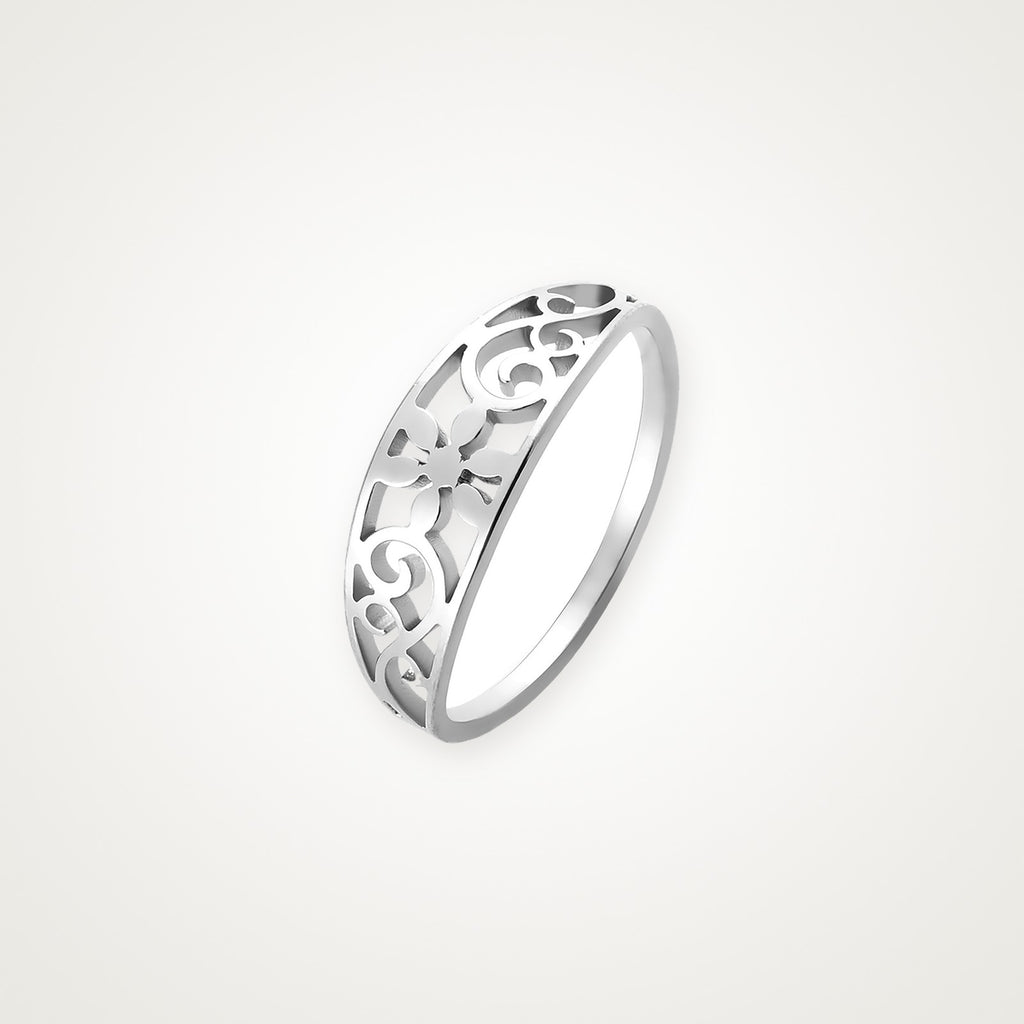 Anillo Filigrana de flores plateado