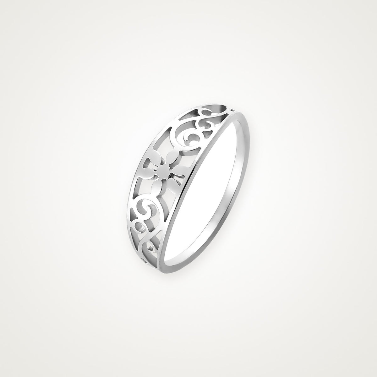 Anillo Filigrana de flores plateado