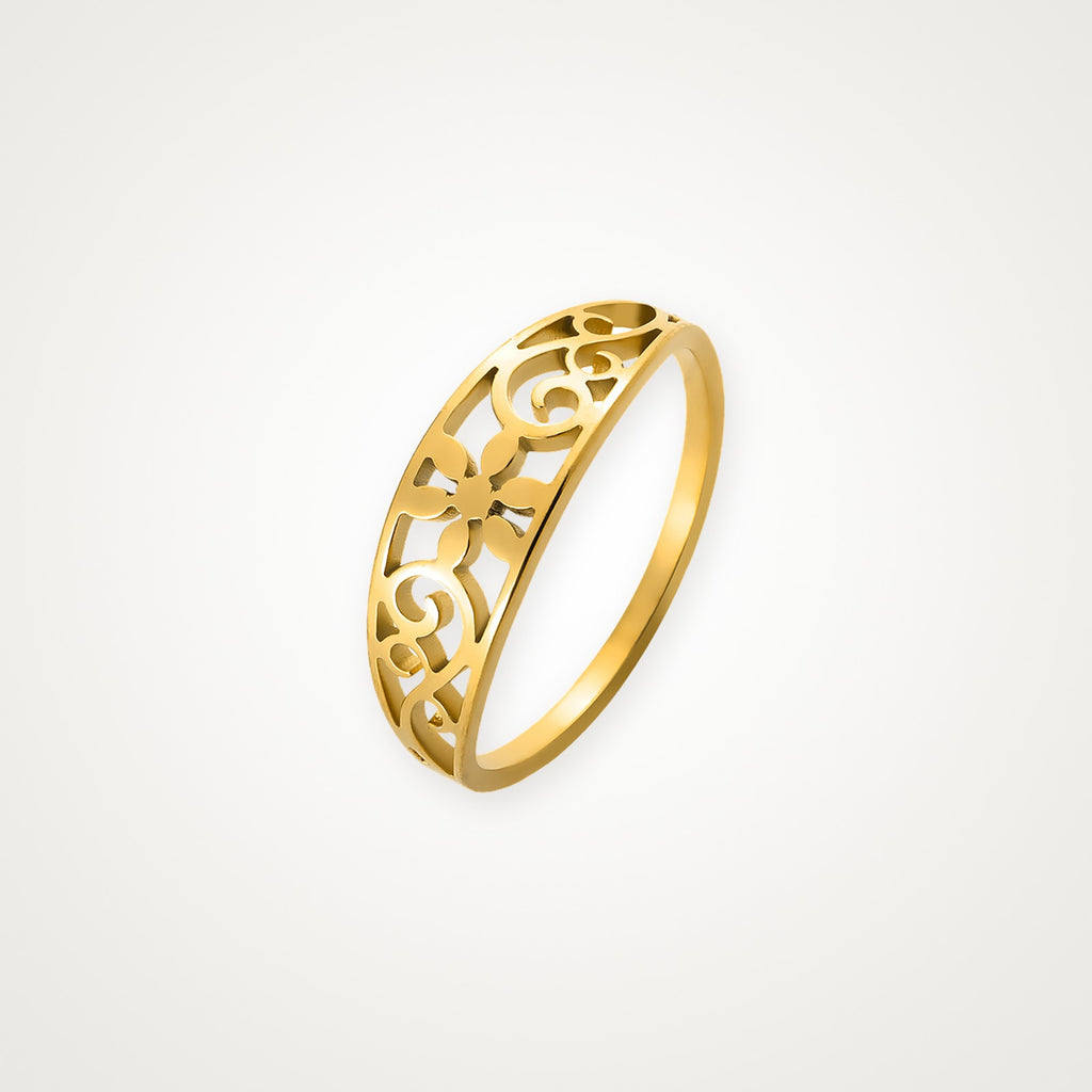 Anillo Filigrana de flores dorado