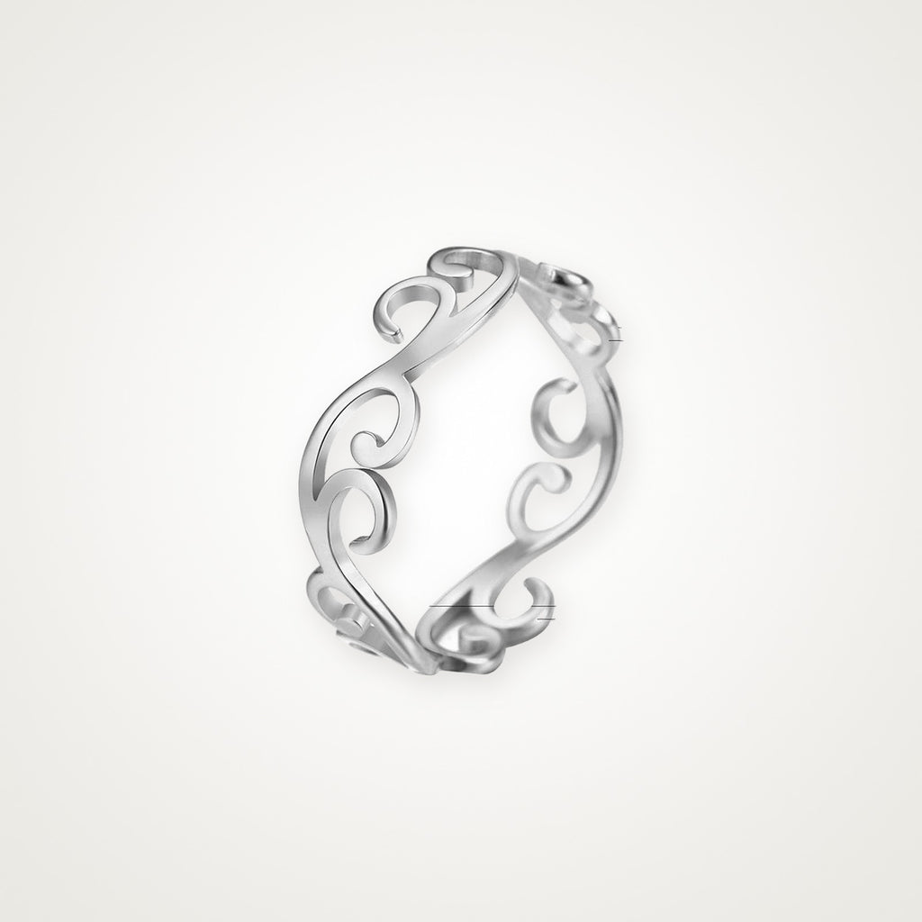 Anillo Filigrana de ondas plateado