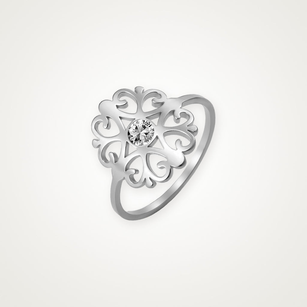Anillo Flor de filigrana plateado