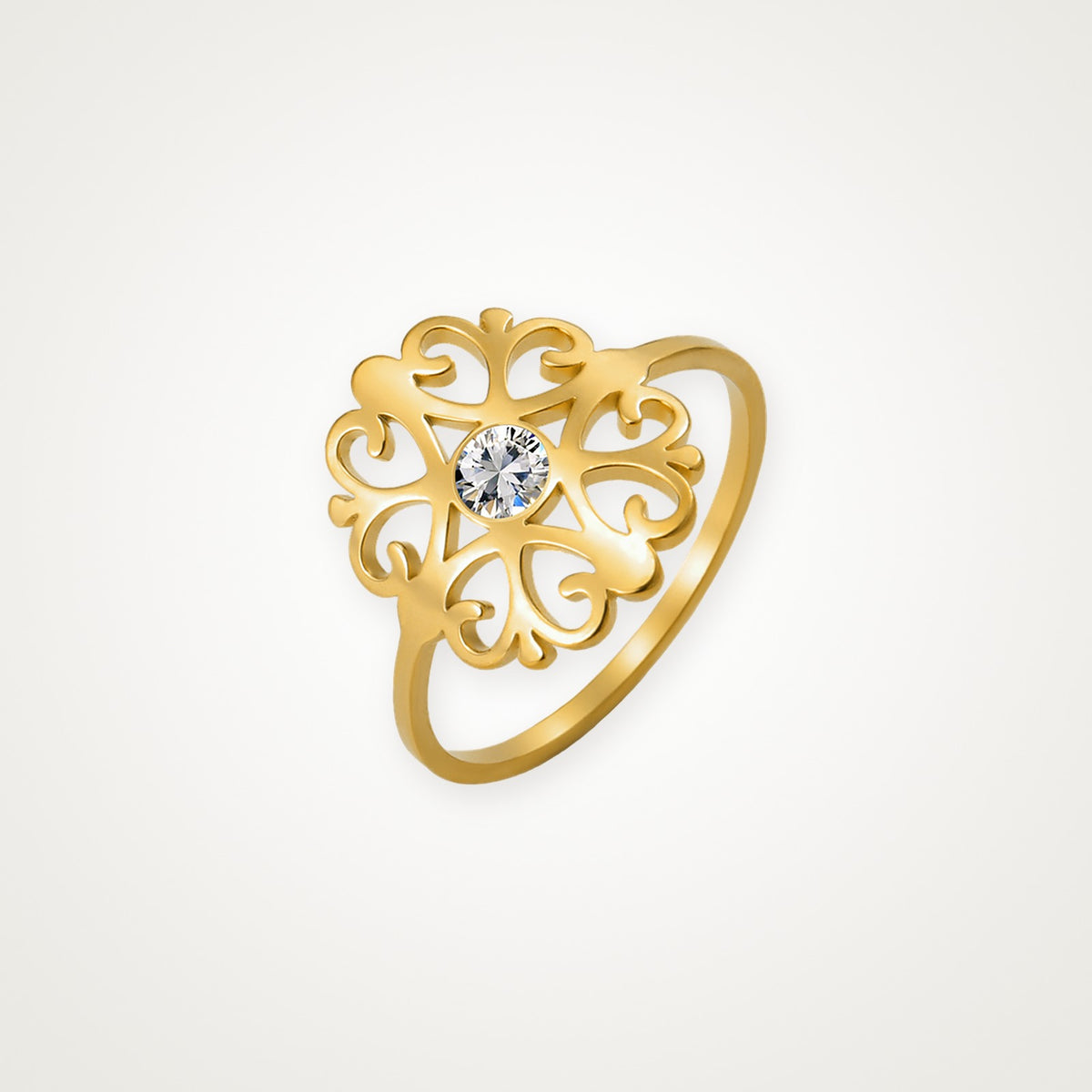 Anillo Flor de filigrana dorado
