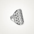 Anillo Flor de la vida escudo plateado
