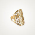 Anillo Flor de la vida escudo dorado