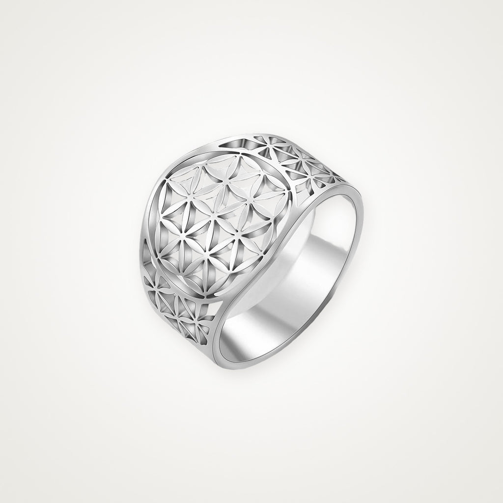 Anillo Flor de la vida plateado