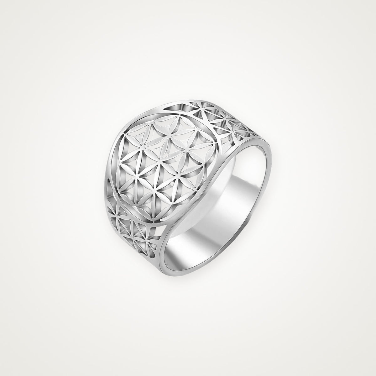 Anillo Flor de la vida plateado