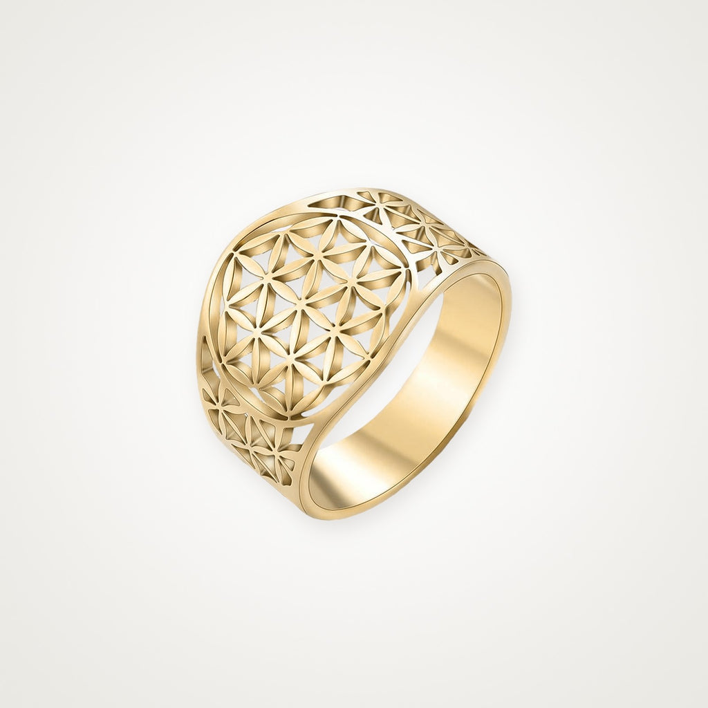 Anillo Flor de la vida dorado