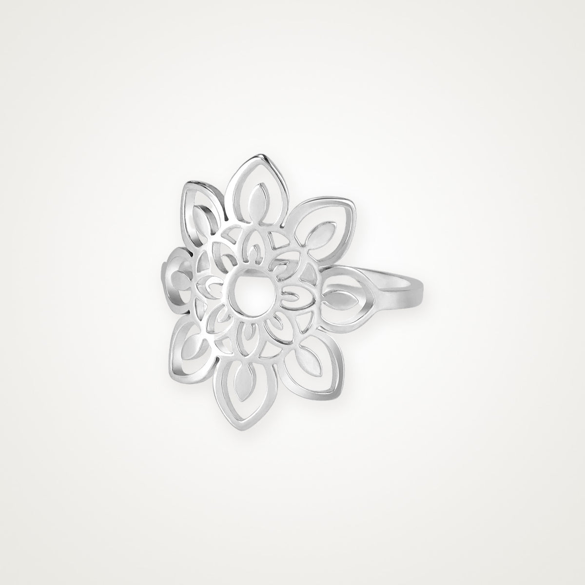 Anillo Flor de loto grande plateado