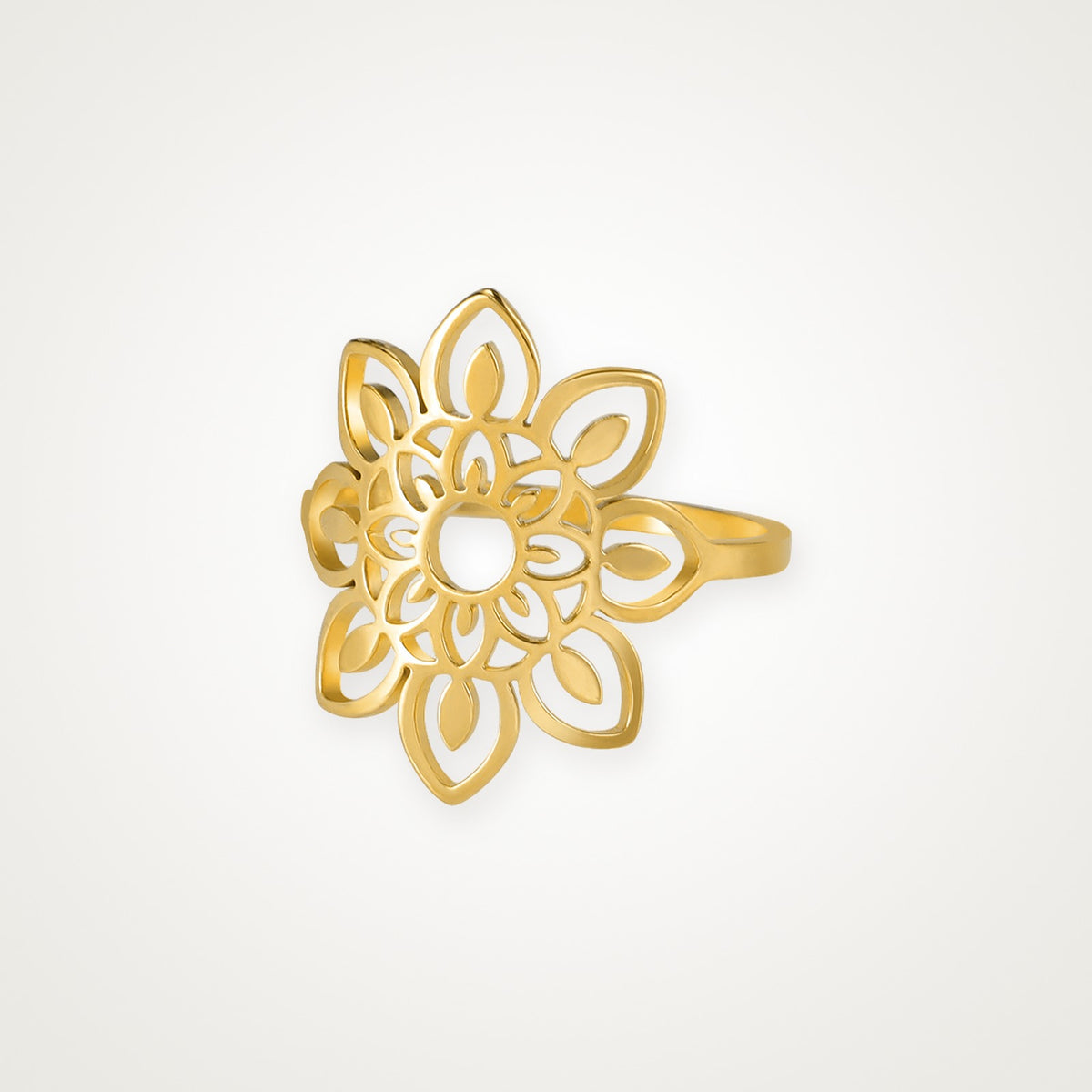 Anillo Flor de loto grande dorado