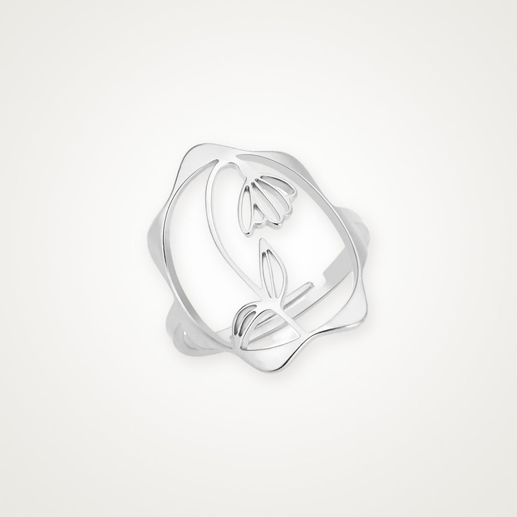 Anillo Flor de nacimiento plateado