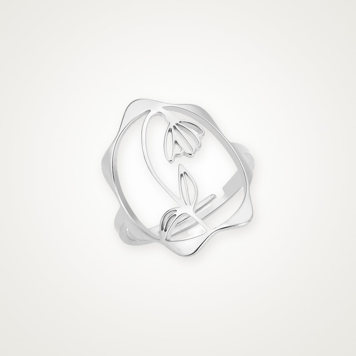 Anillo Flor de nacimiento plateado