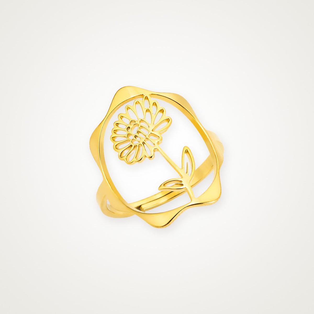 Anillo Flor de nacimiento dorado Noviembre (crisantemo)