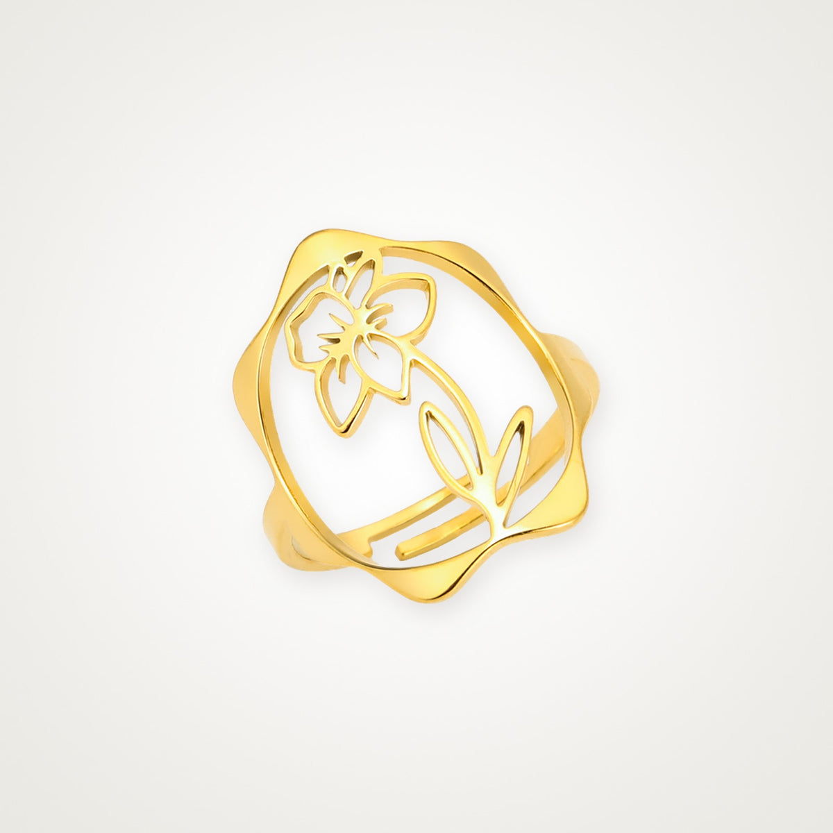 Anillo Flor de nacimiento dorado Marzo (narciso)